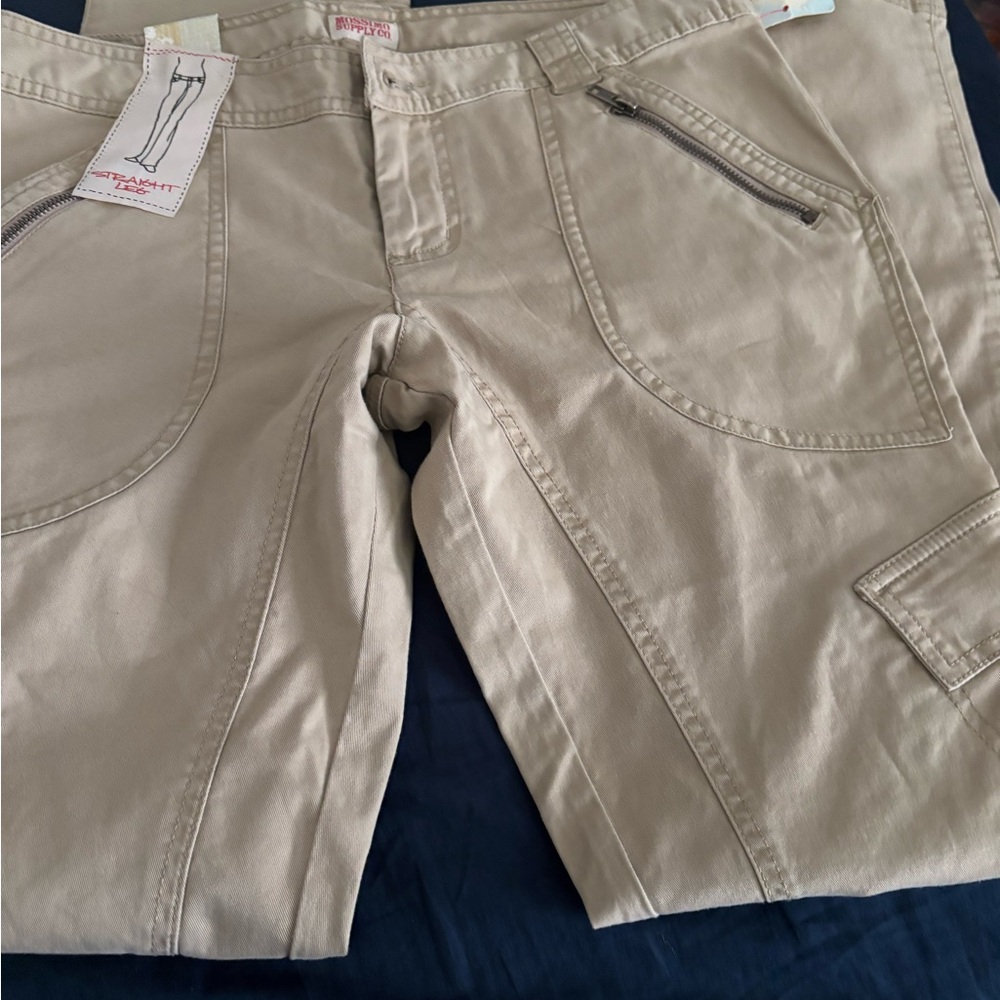 Beige Cargo Pants with Zipper Pockets